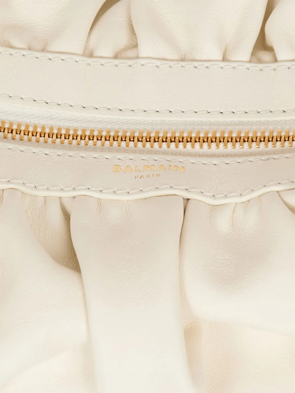 Balmain Medium Ebene geplooide shopper van kalfsleer Wit