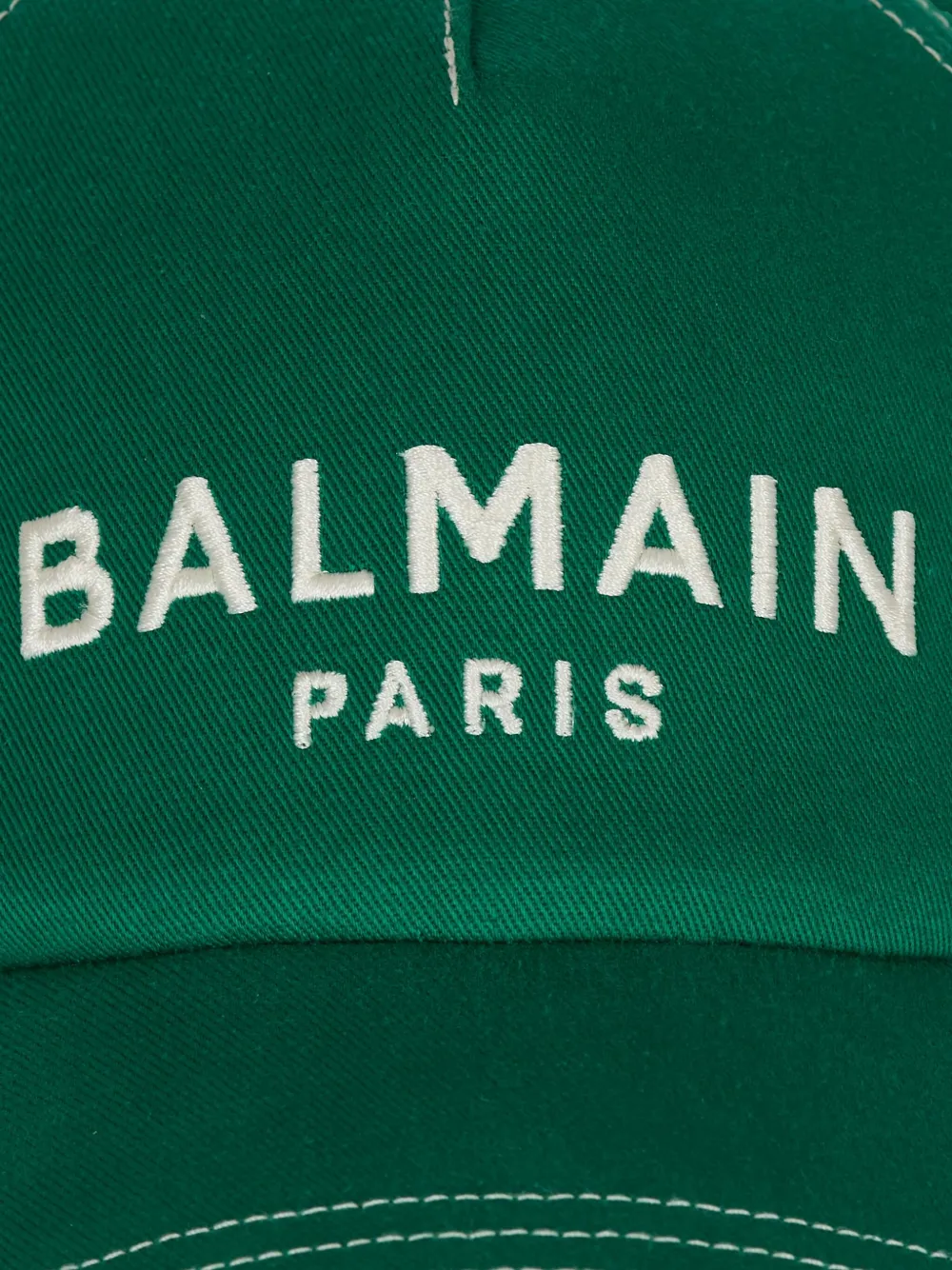 Balmain Embroidered Logo Cotton Twill Baseball Cap In Green