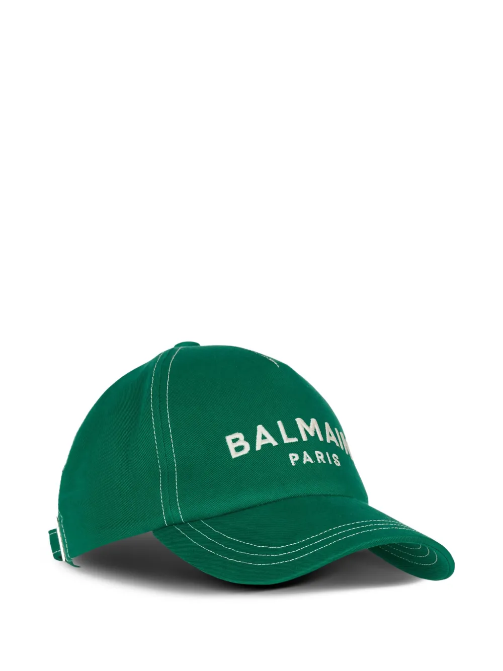 Balmain Embroidered Logo Cotton Twill Baseball Cap In Green