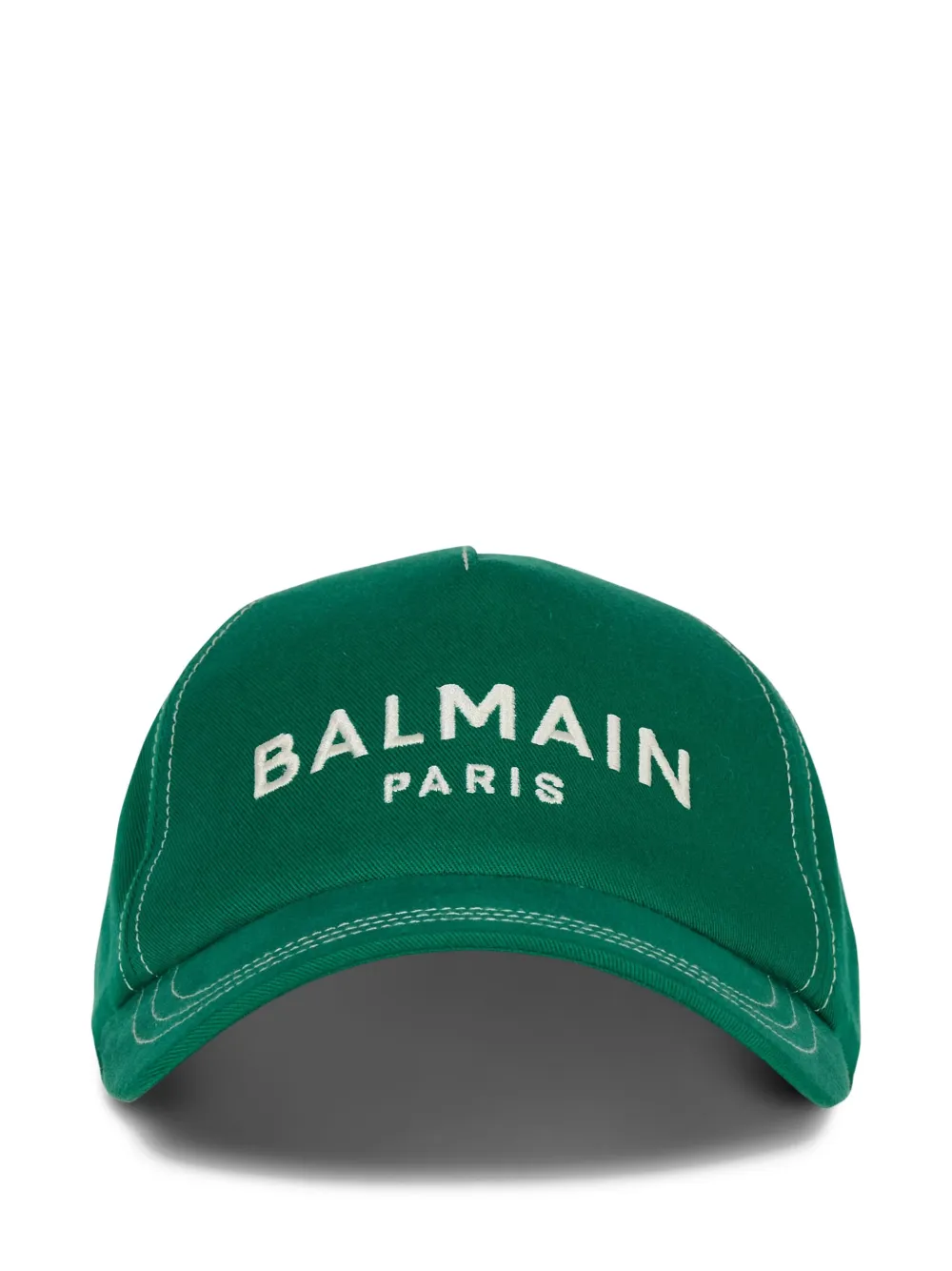 Balmain logo-embroidered cotton baseball cap | Green | Image 1
