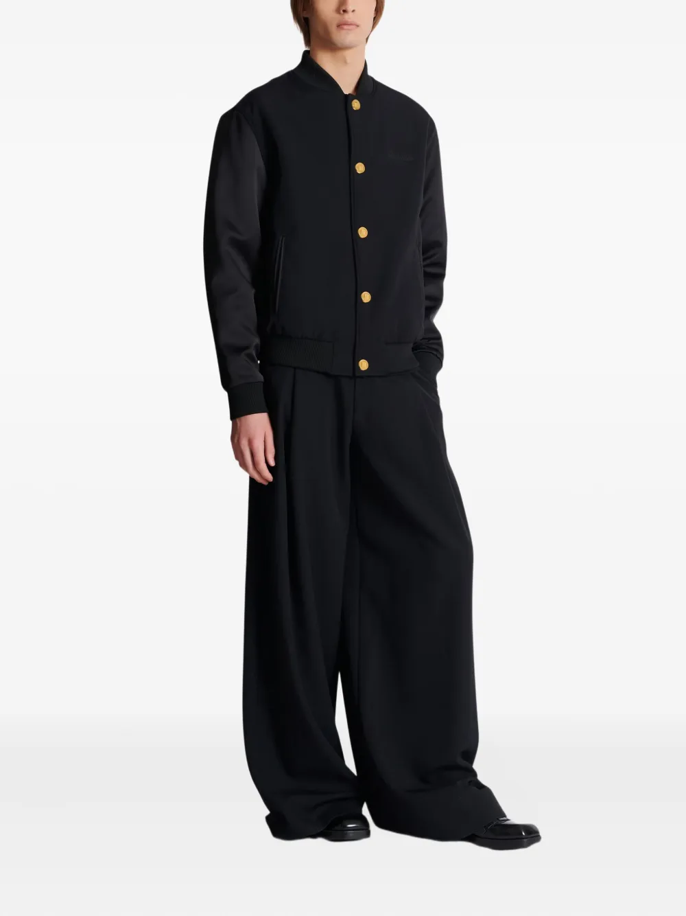 Balmain Wollen jack met satijnen mouwen Zwart