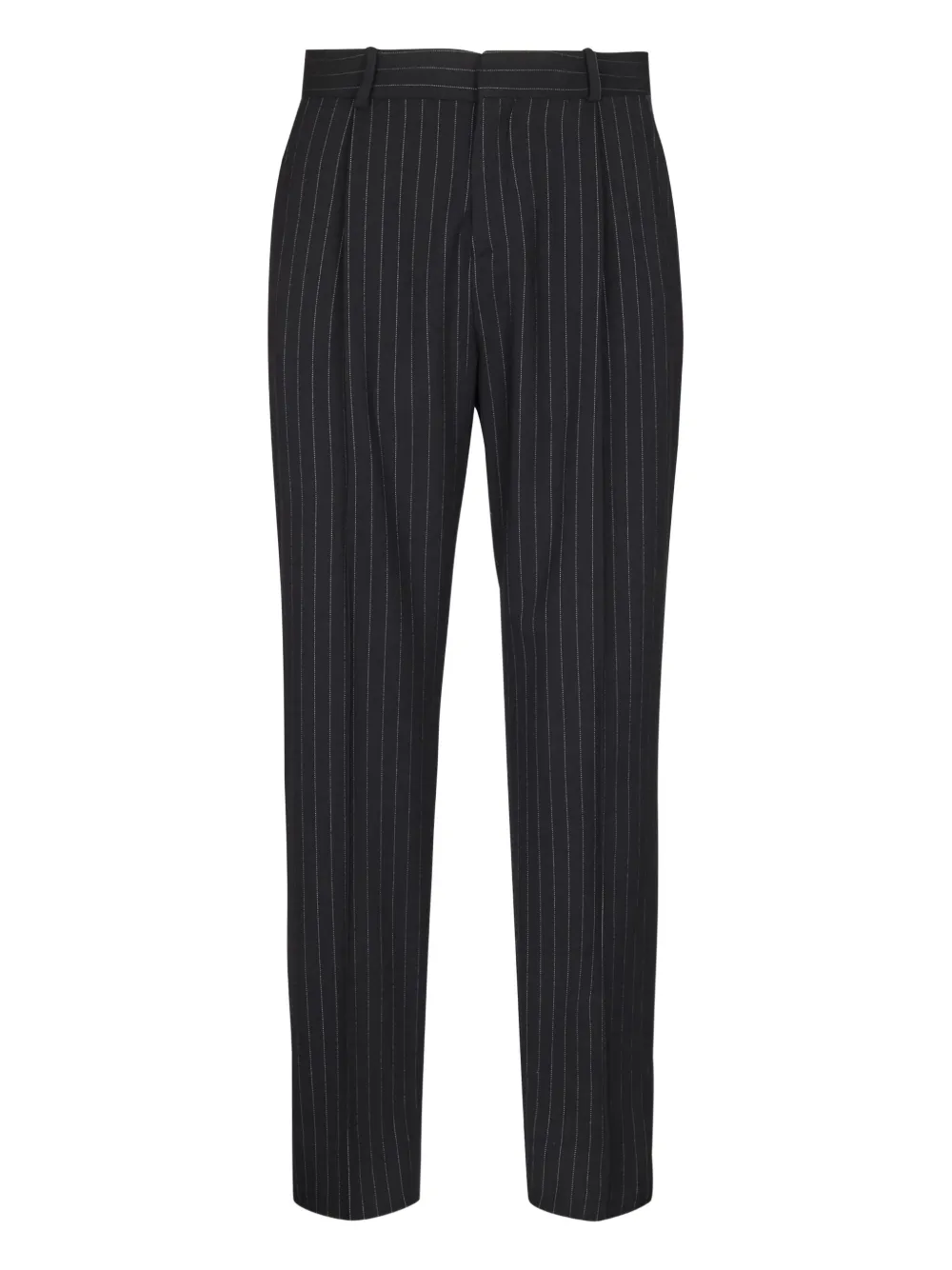 Balmain Pinstripe-pattern Wool-blend Trousers In Black