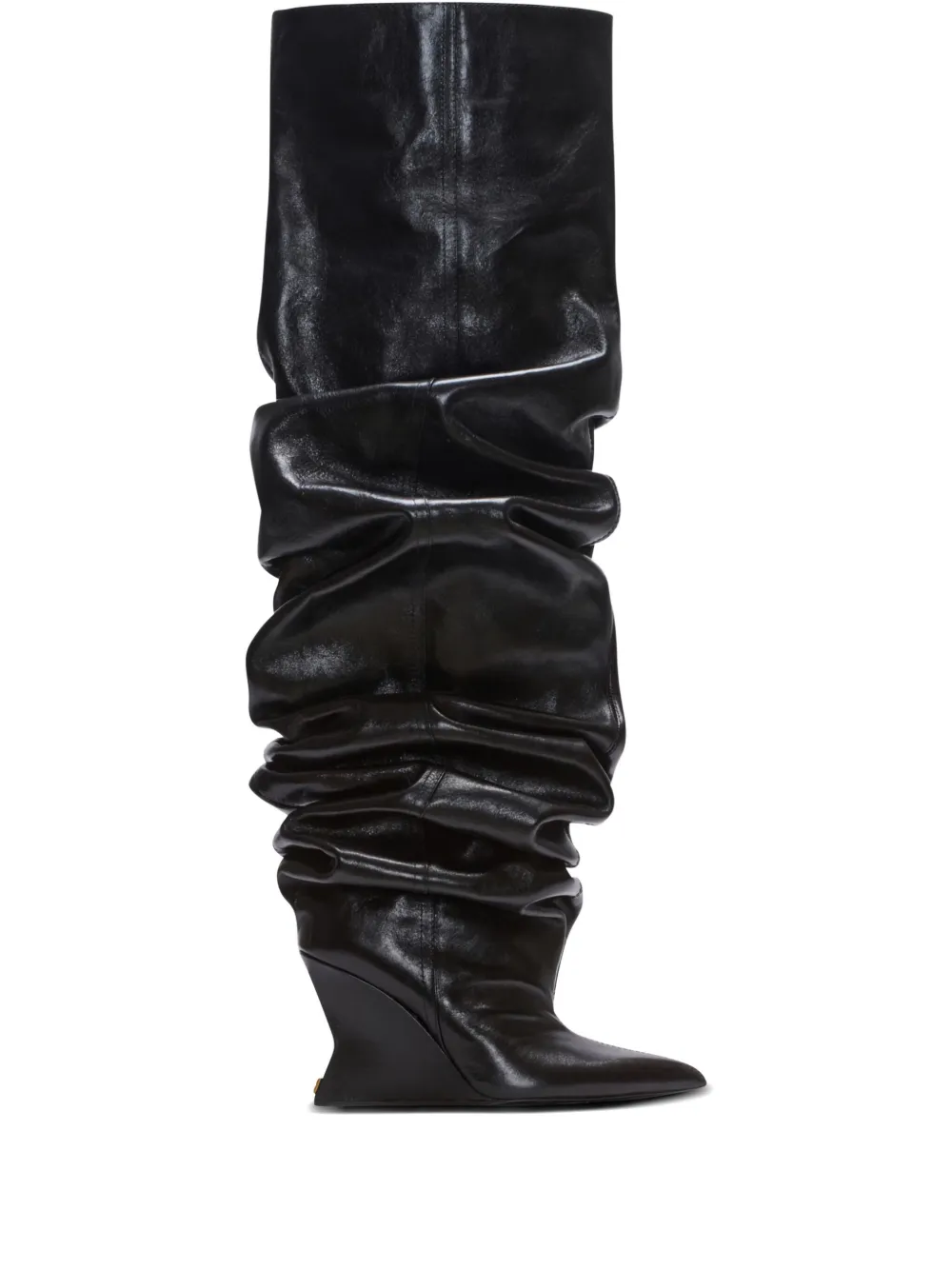 Balmain 95mm calfskin wedge over-the-knee boots Black