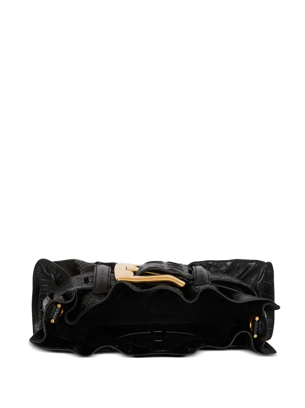 Balmain Clutch Anthem mini con fibbia effetto coccodrillo - Nero