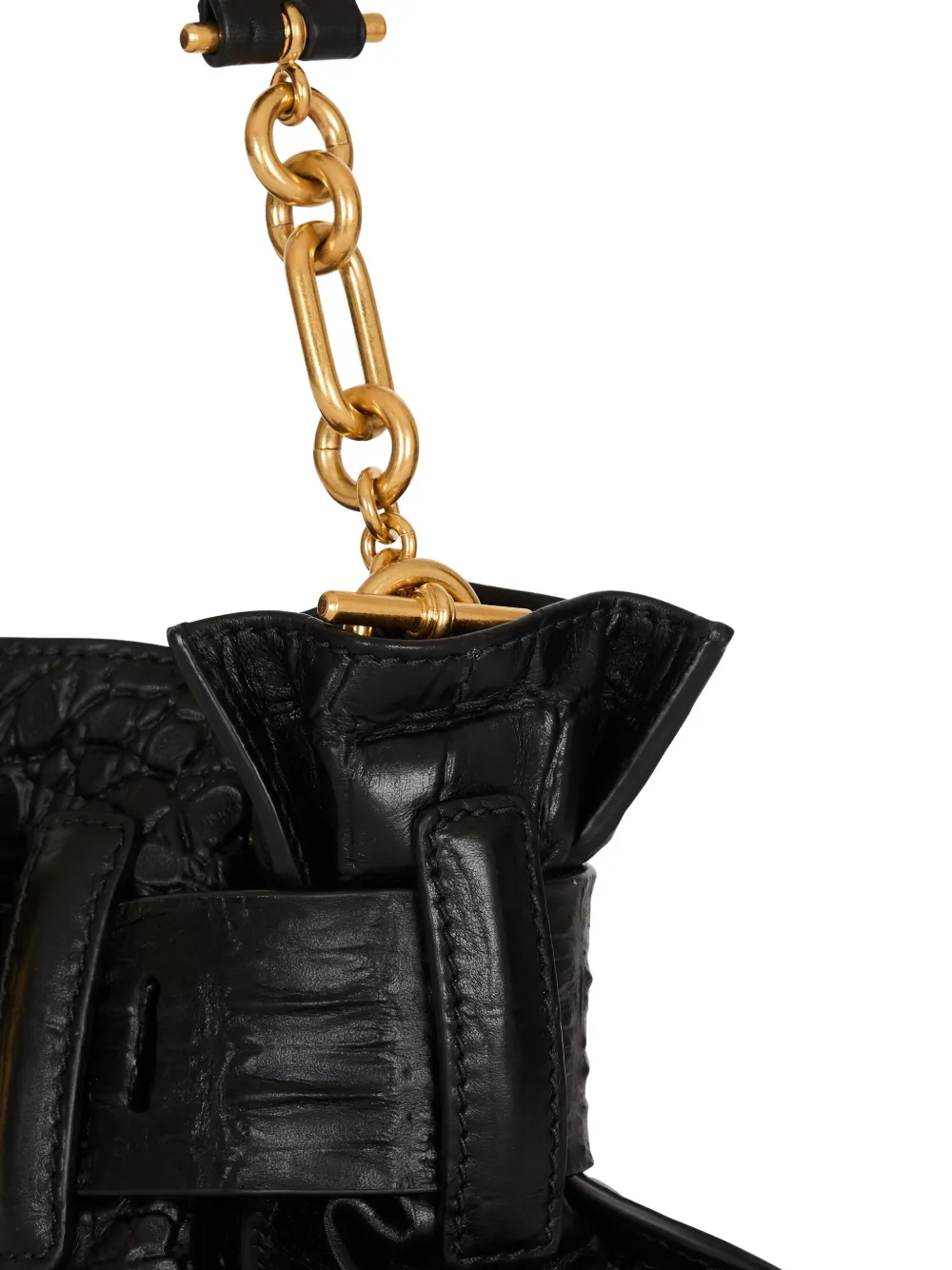 Balmain Mini Anthem Embossed-crocodile Buckle Clutch Bag In Black