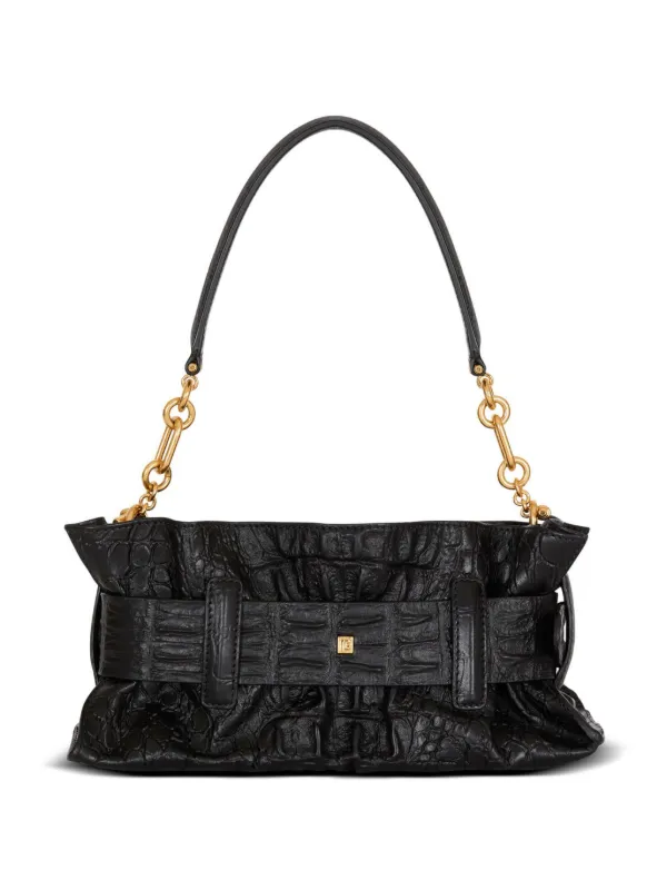 Balmain Mini Anthem embossed-crocodile Buckle Clutch Bag Black FARFETCH  PH