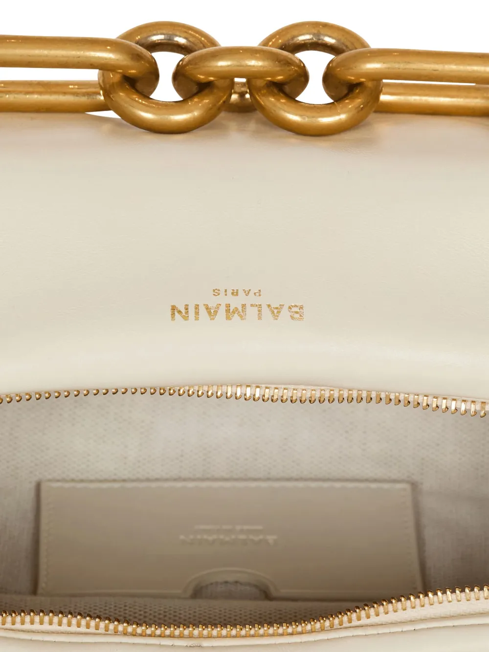 Balmain Medium Sync Leather Shoulder Bag In White