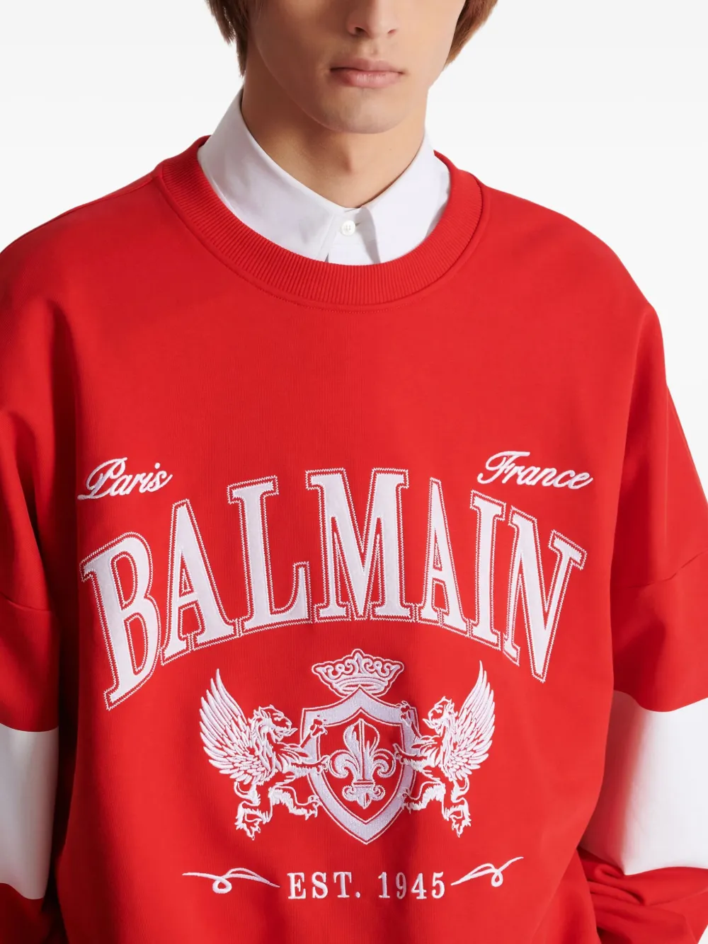 Balmain Sweater met logo Rood