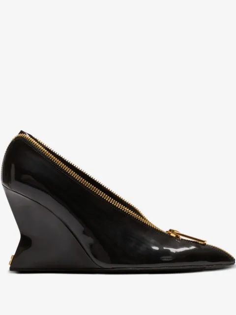Balmain 95mm zip-detail wedge heeled pumps