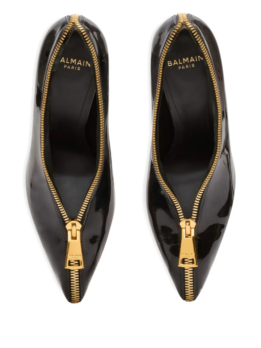 Balmain 95mm zip-detail wedge heeled pumps Black