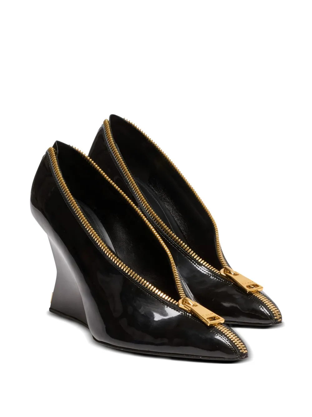 Balmain 95mm zip-detail wedge heeled pumps | Heeled Pumps | Image 2