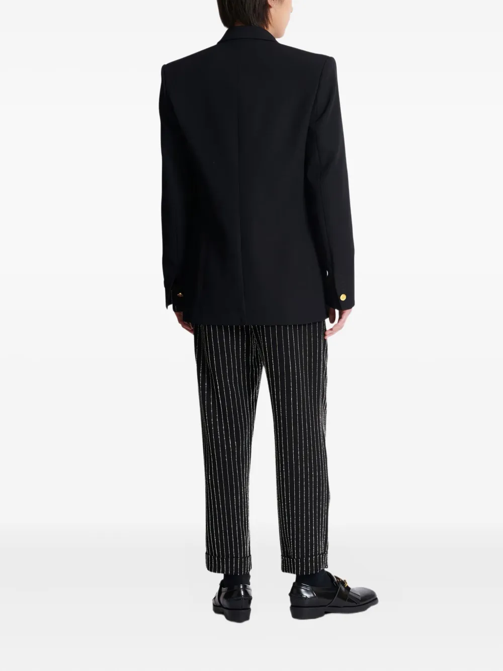 Balmain Grain De Poudre Wool 1-button Jacket In Black