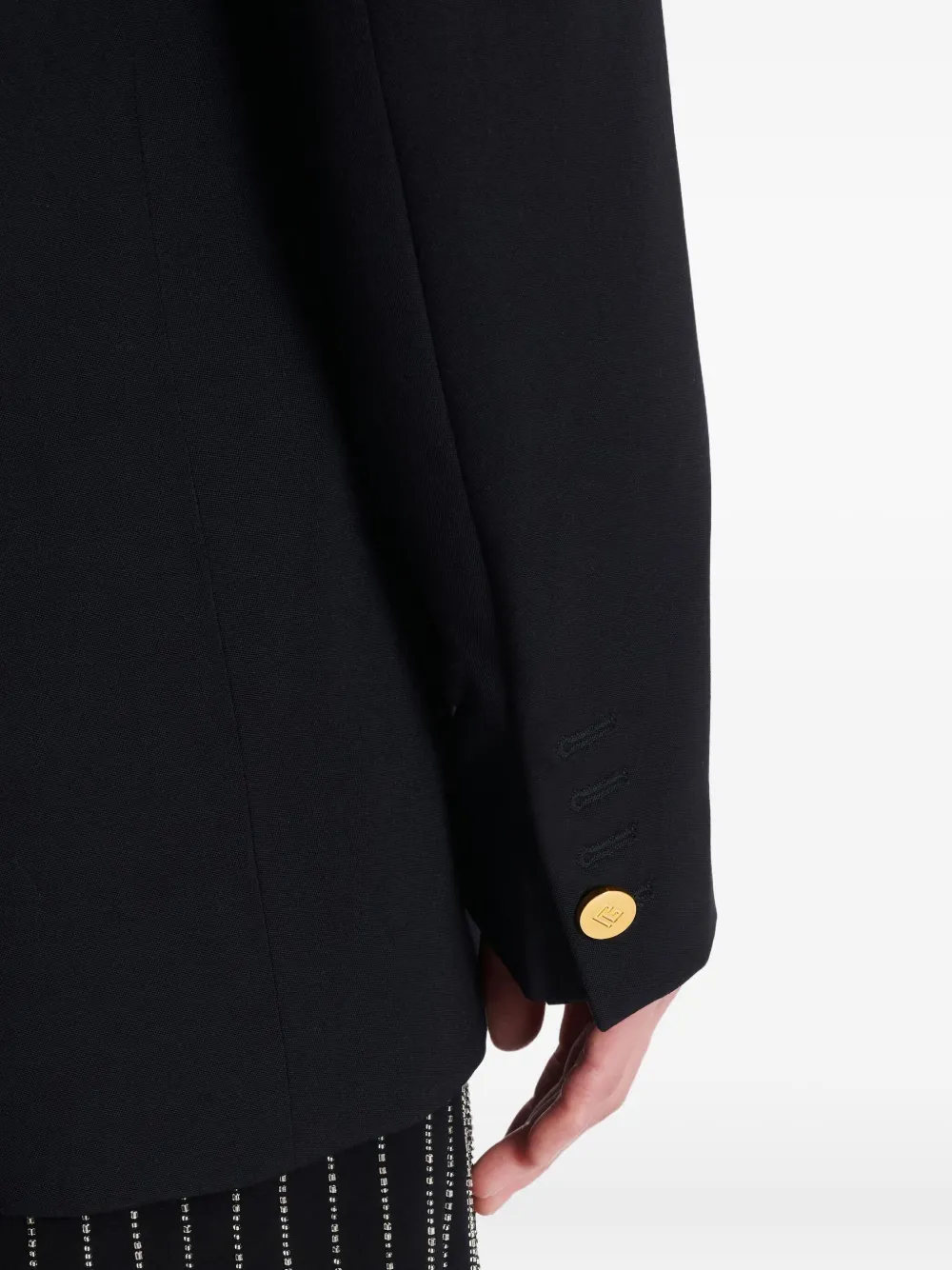 Balmain Grain De Poudre Wool 1-button Jacket In Black