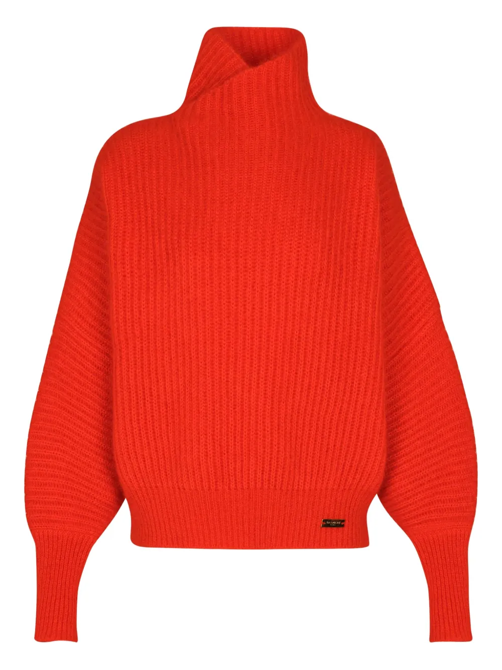 Balmain Mohair-silk Rib-knit Sweater In Red