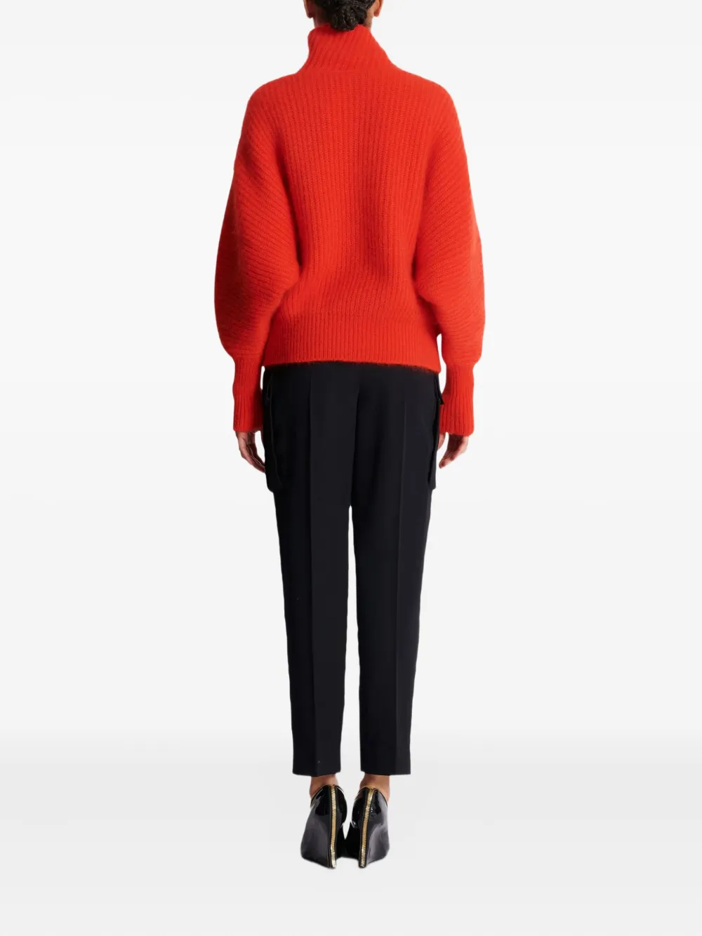 Balmain Mohair-silk Rib-knit Sweater In Red