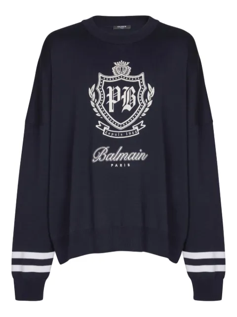 Balmain emblem striped sweater