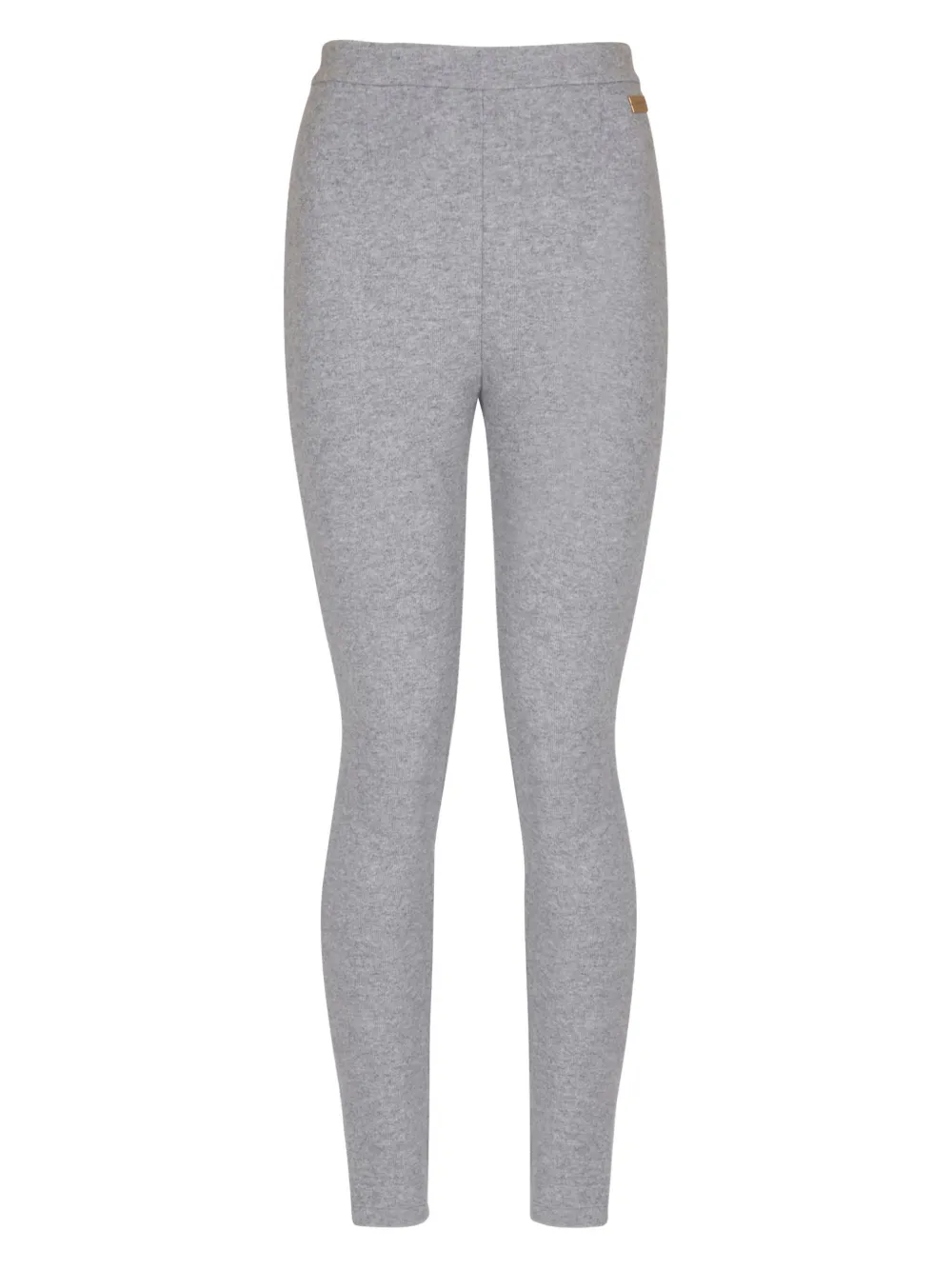 Balmain Wool-blend Knitted Leggings In Gray