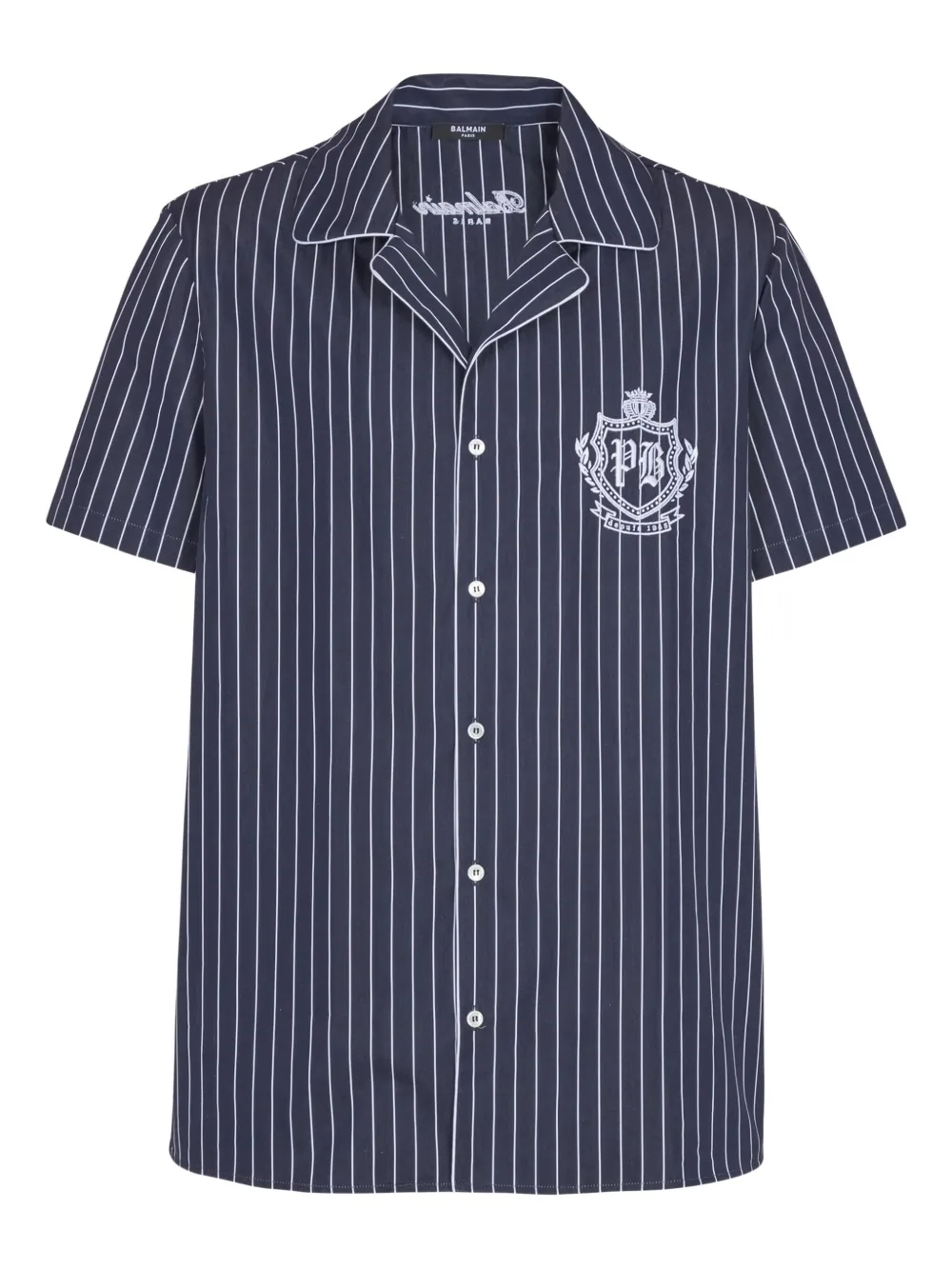 Balmain Striped Embroidered Pajama Shirt In Blue