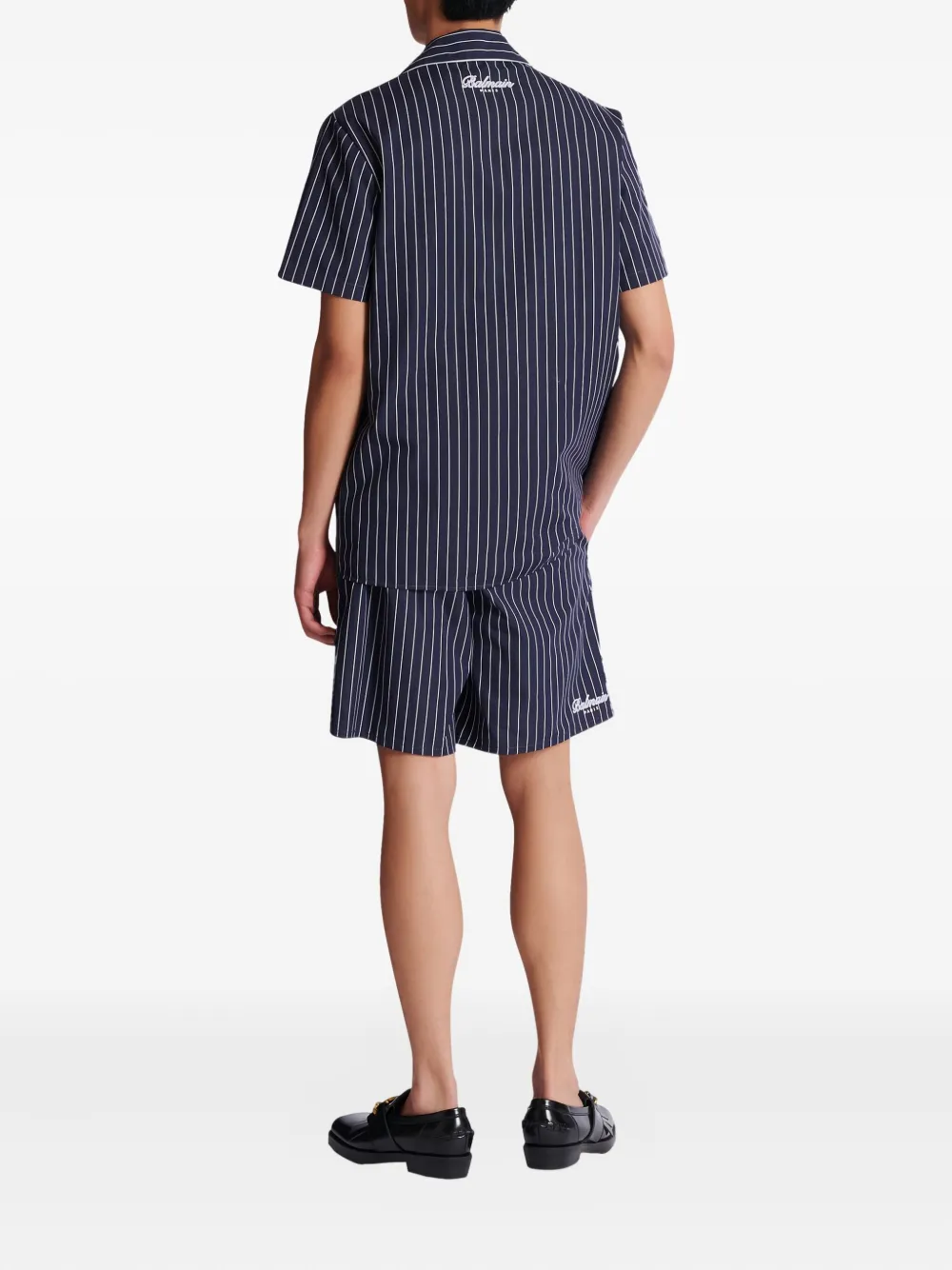 Balmain Gestreept pyjamashirt met borduurwerk Blauw