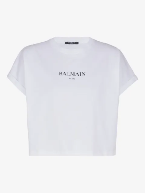 Balmain cropped T-shirt with Balmain print