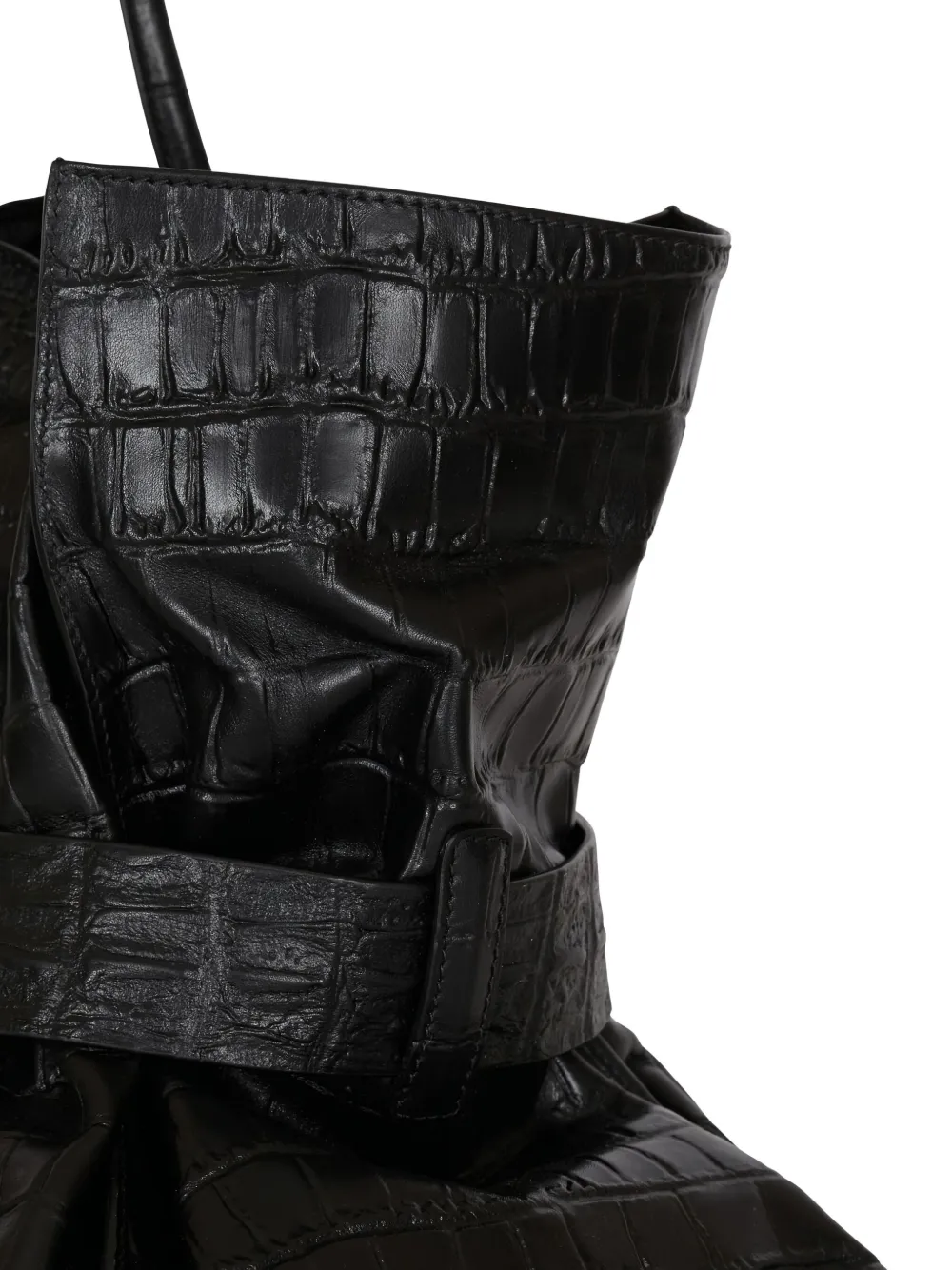 Balmain Xl Anthem Embossed-crocodile Buckle Tote Bag In Black