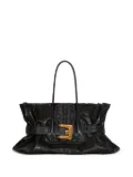 Balmain XL Anthem embossed-crocodile buckle tote bag - Black