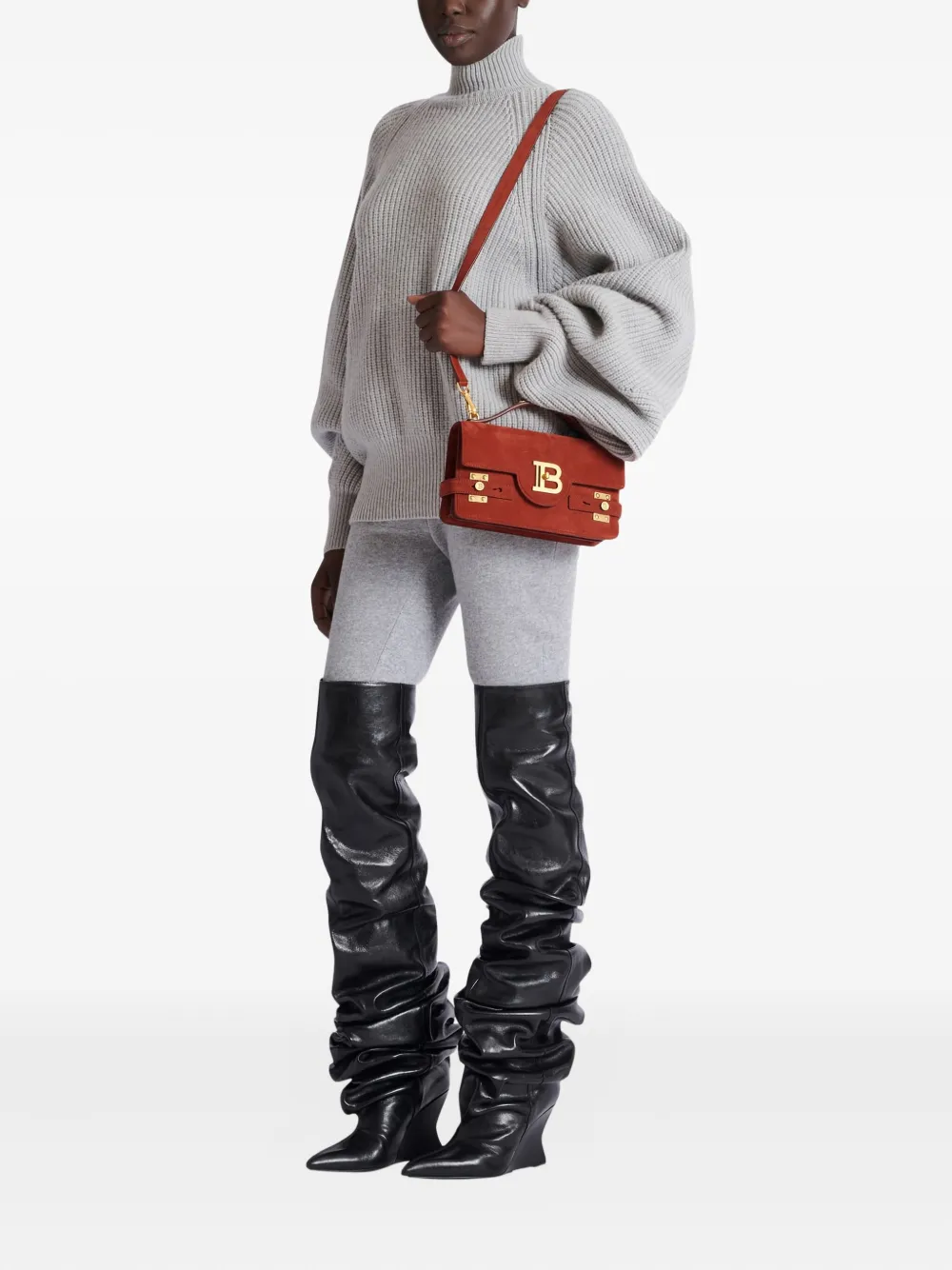 Balmain B-buzz Buckle Tote Bag In Red