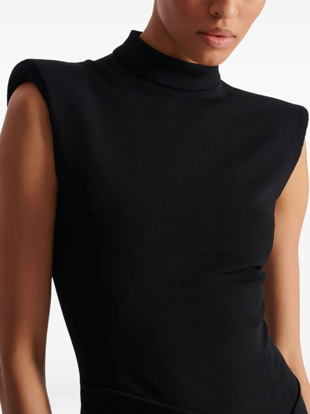 Balmain Zipped Compact Jersey Slit Long Dress Clothing In Black