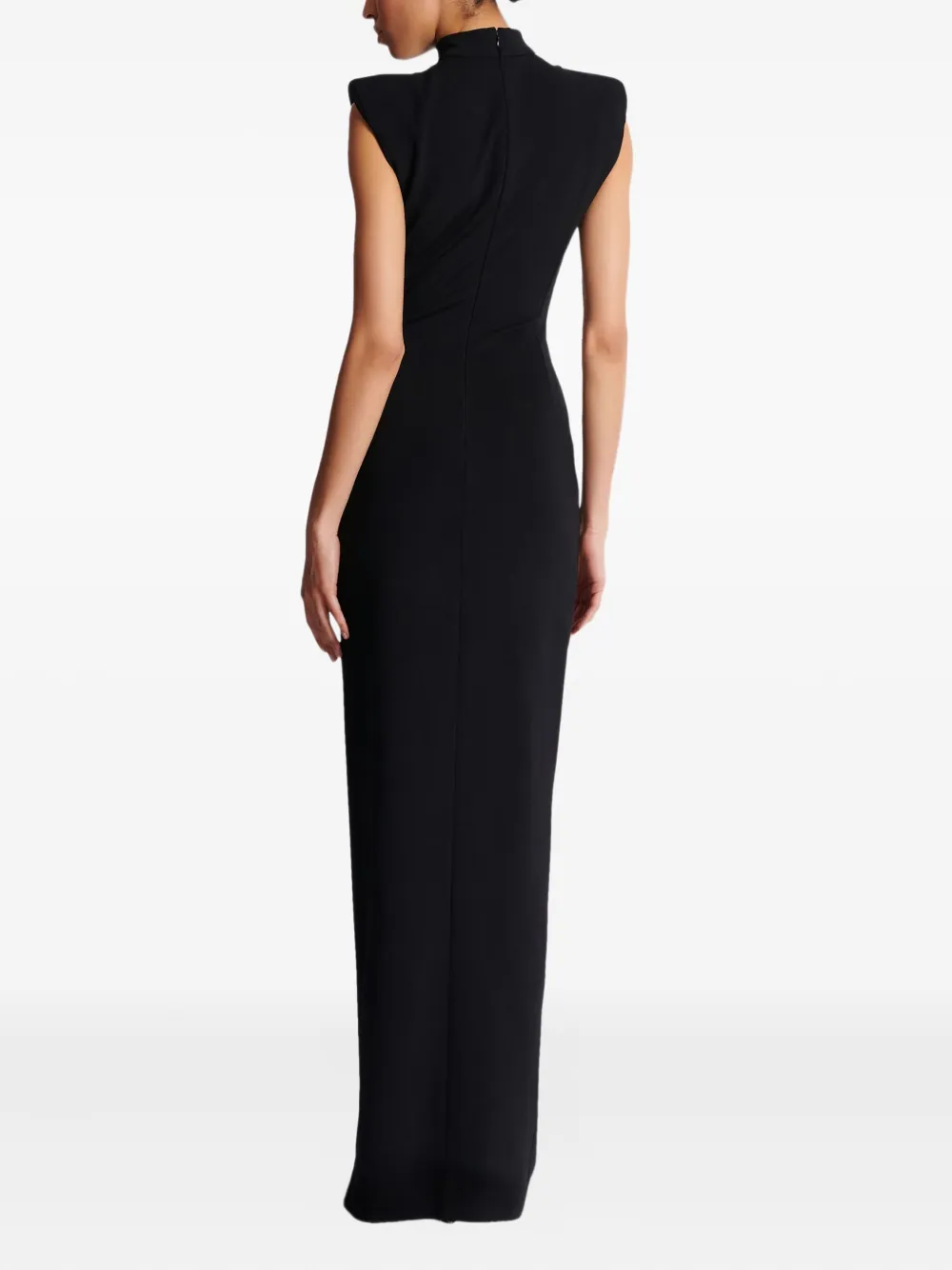 Balmain Zipped Compact Jersey Slit Long Dress Clothing In Black