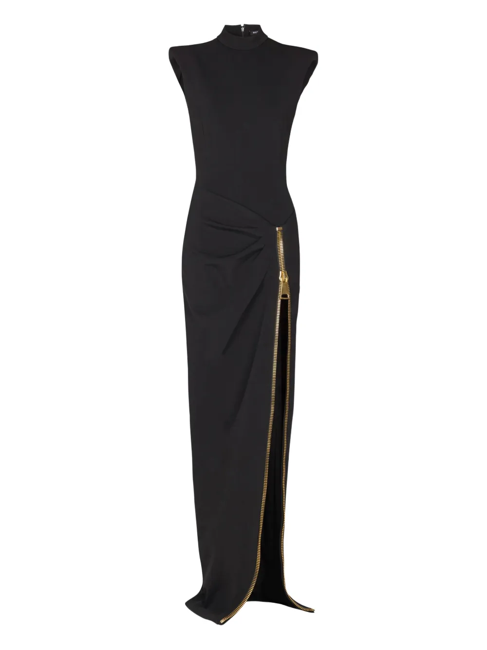 Balmain zip-detail shoulder-pad maxi dress | Black | Image 1