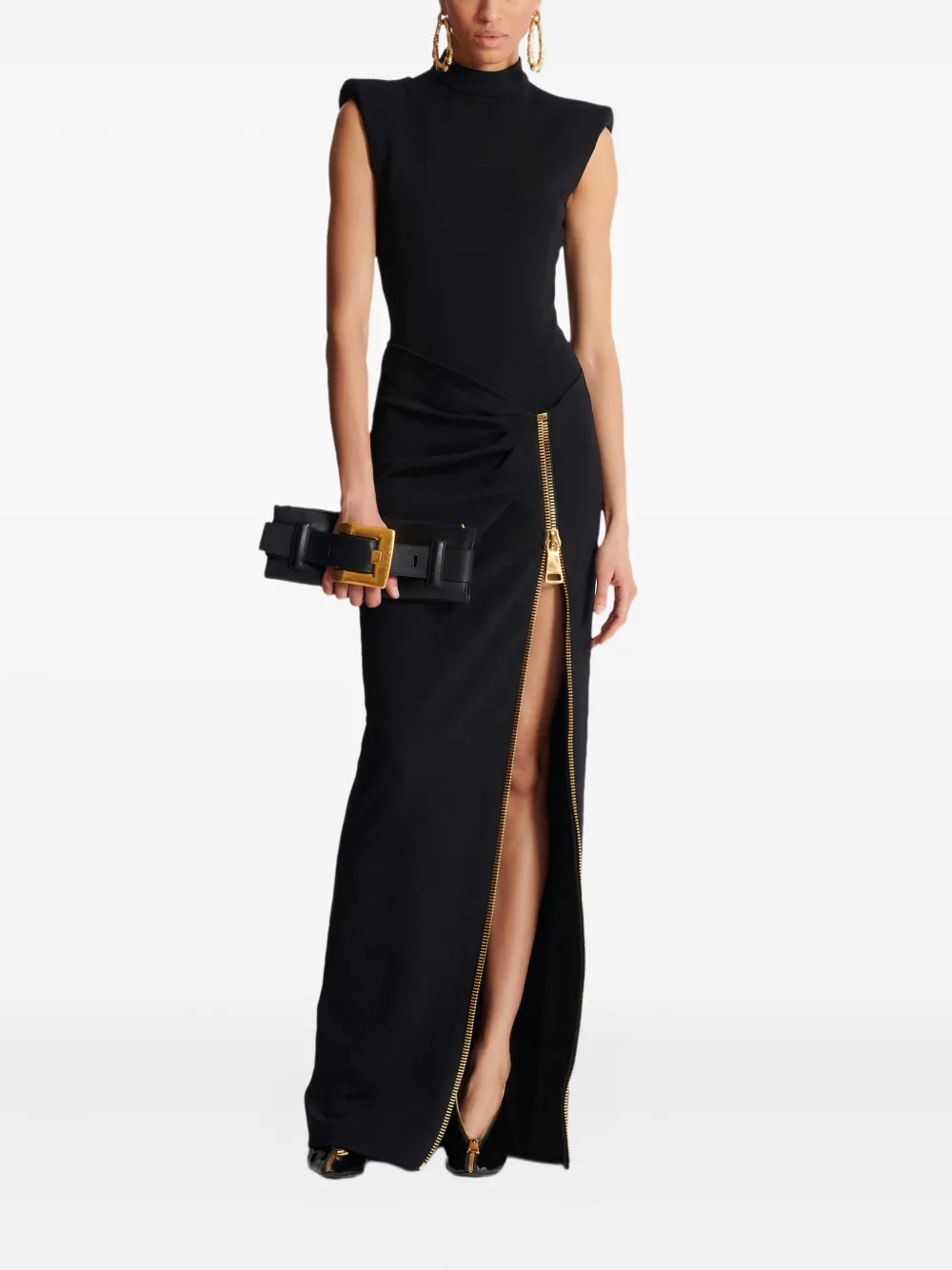 Balmain zip-detail shoulder-pad maxi dress | Evening Dresses | Image 2