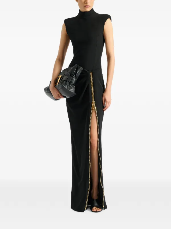 maxi pad dress Shoulder pad maxi dress