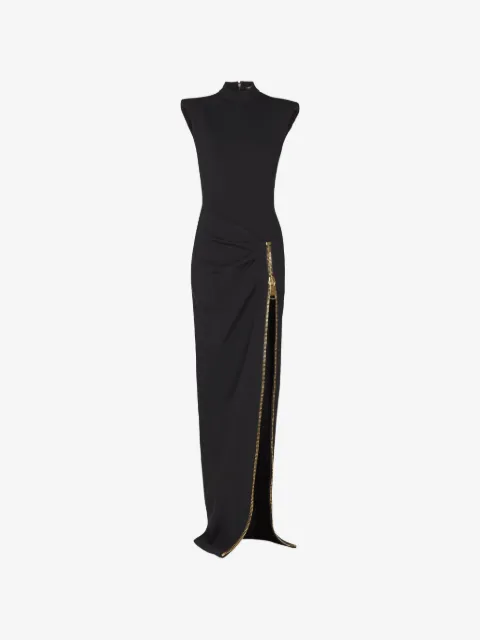 Balmain long jersey dress with leg slit