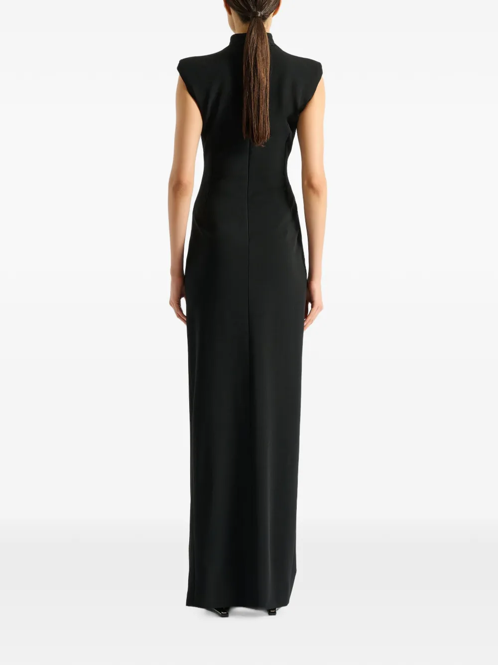 Balmain Maxi-jurk met ritsdetail en schoudervullingen Zwart