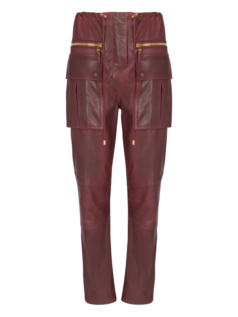 Balmain lambskin leather cargo straight trousers | Red | Image 1