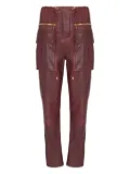 Balmain lambskin leather cargo straight trousers - Red