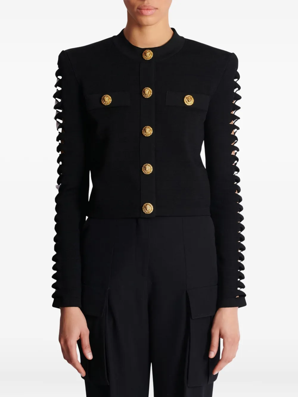 Balmain cut-out sleeve buttoned cardigan | Cardigans | Image 2