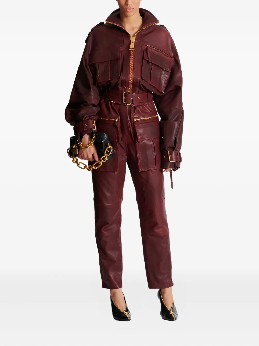 Balmain belted lambskin jacket | Leather Jackets | Image 2