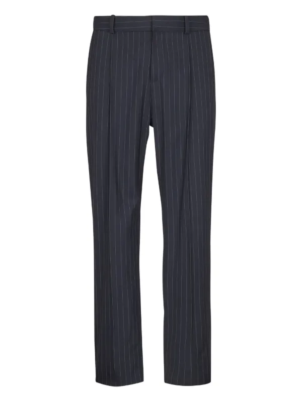 Balmain Pinstripe-pattern Pleated Trousers in Blue