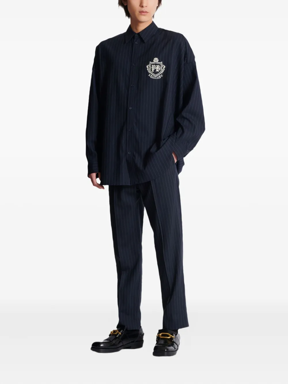 Balmain Broek met krijtstreep Blauw