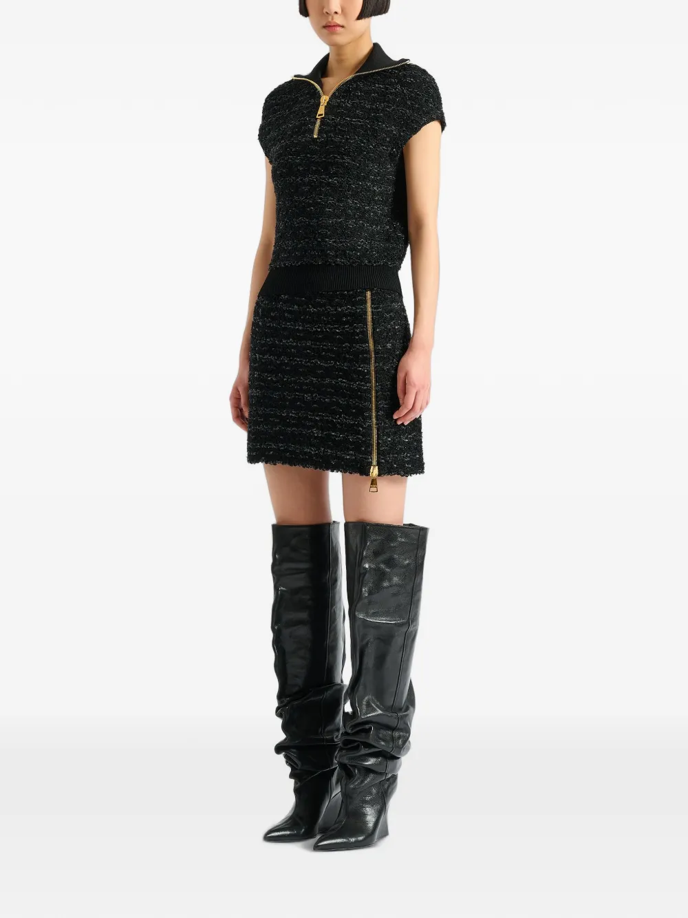  Balmain Top De Tweed - Negro 