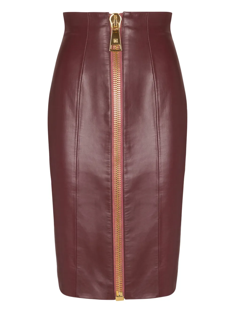 Balmain lambskin-leather zip-front mini skirt | Red | Image 1