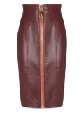 Balmain lambskin-leather zip-front mini skirt - Red
