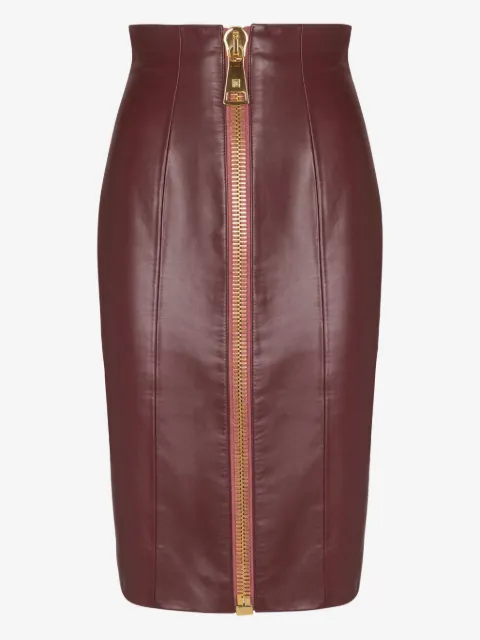 Balmain Lederrock aus Lammleder mit Reißverschluss