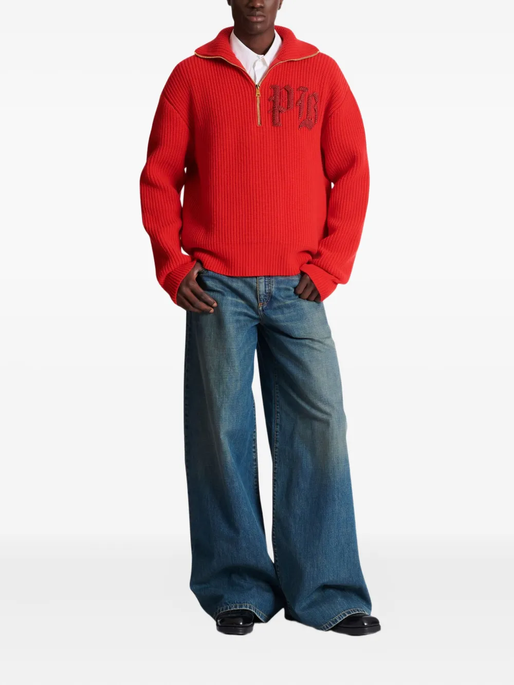 Balmain ribbed turtleneck half-zip sweater | Knitted Sweaters | Image 2