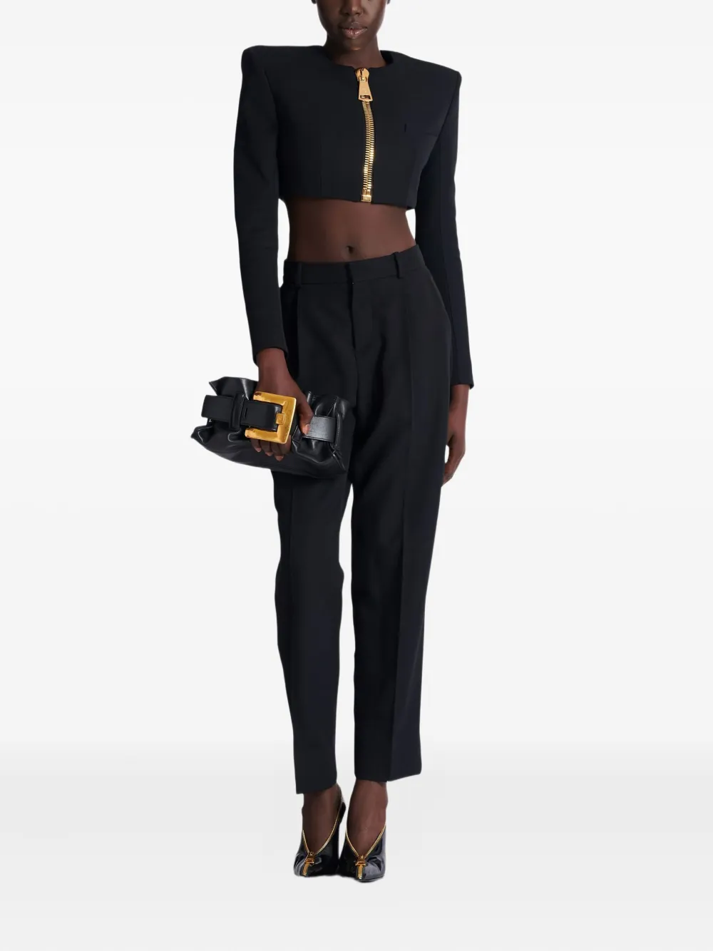 Balmain padded-shoulder zip-front jacket | Cropped Jackets | Image 2