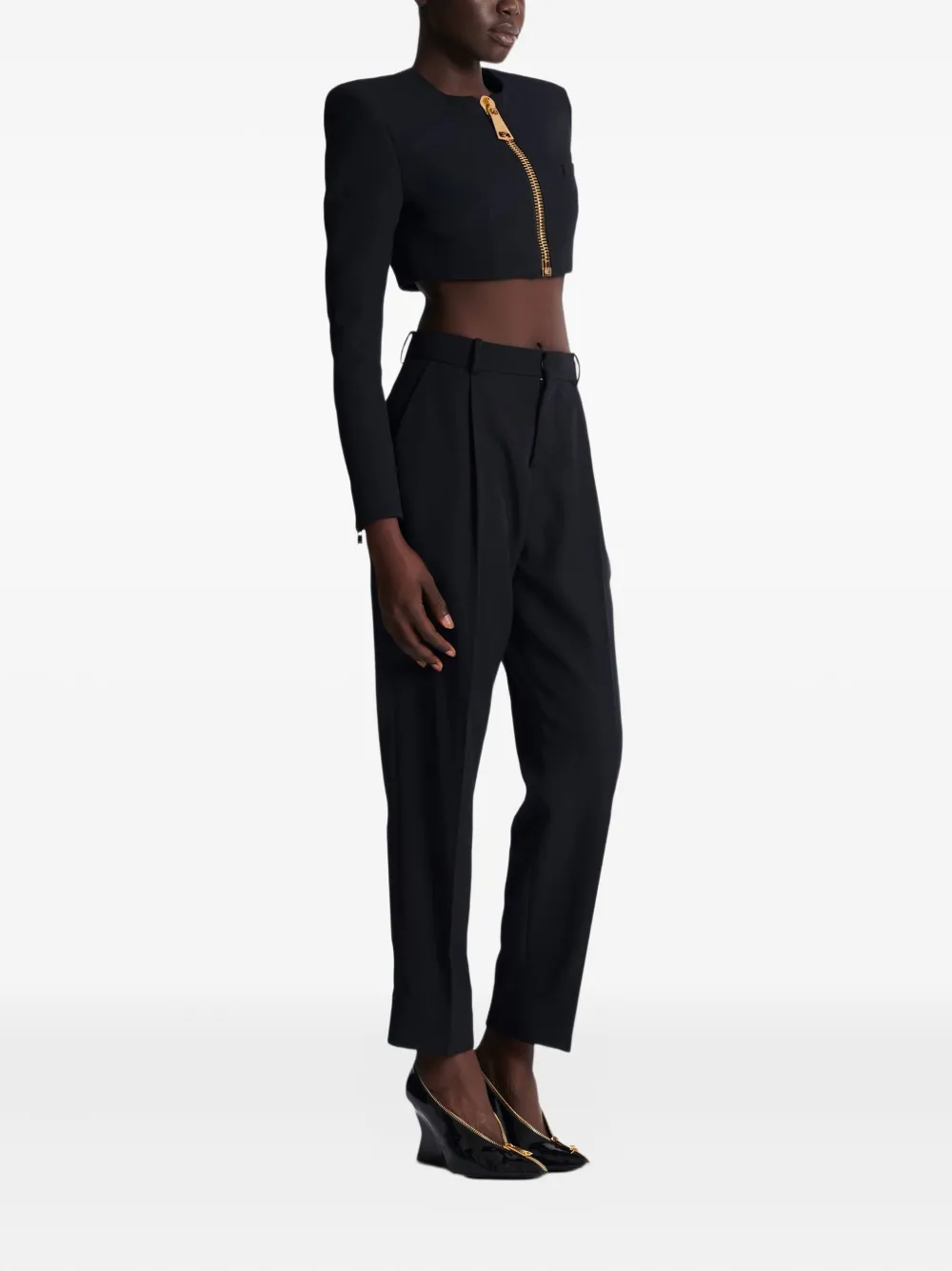 Balmain Padded-shoulder Zip-front Jacket In Black