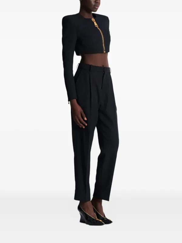 Balmain padded-shoulder zip-front Jacket | Black | FARFETCH