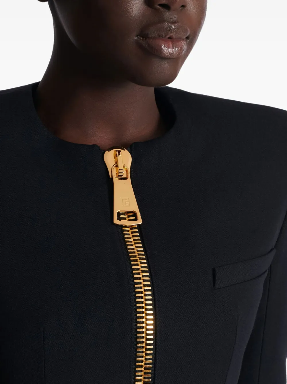 Balmain Padded-shoulder Zip-front Jacket In Black