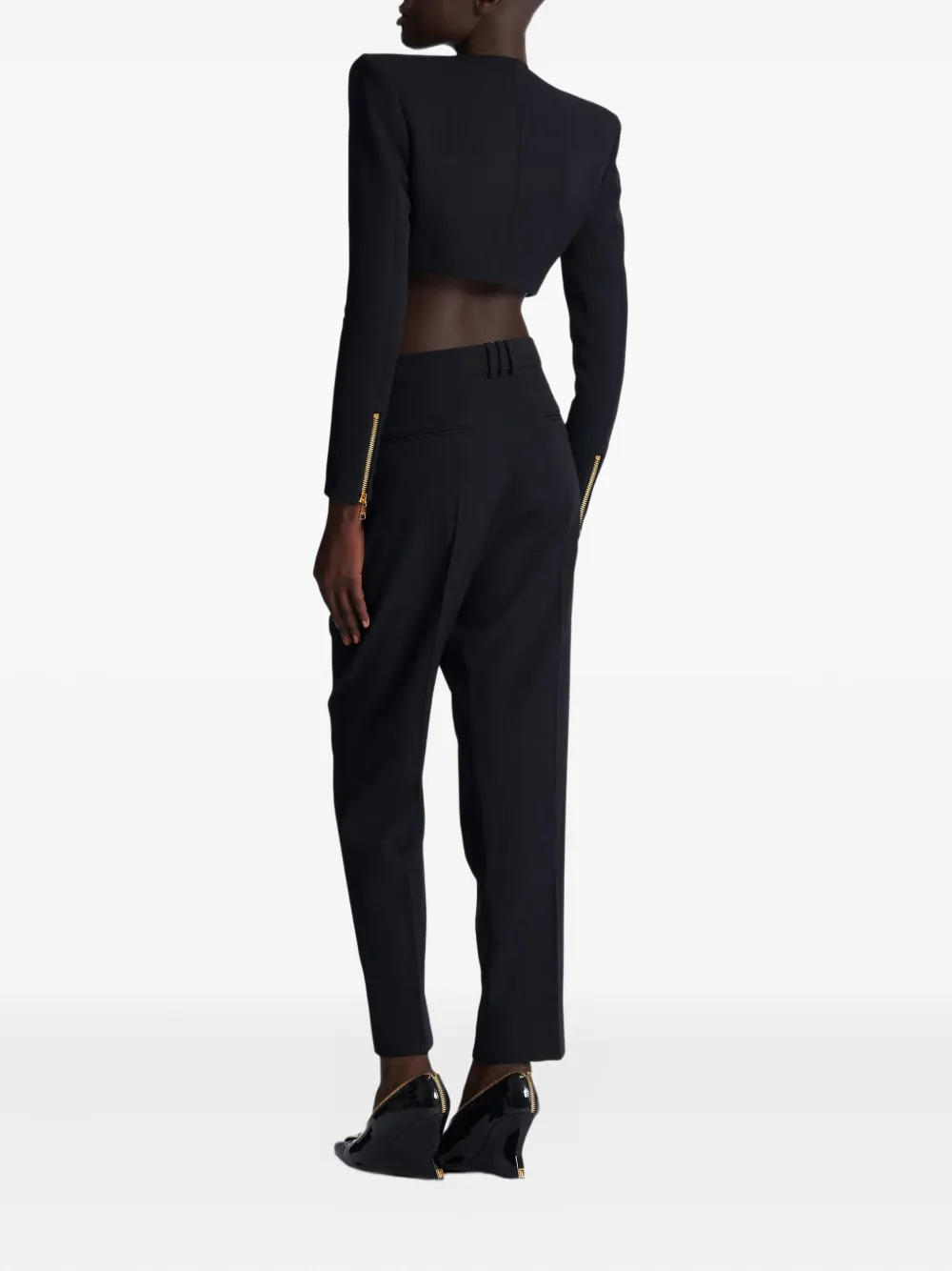 Balmain Padded-shoulder Zip-front Jacket In Black